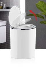 White Chrome Round Dustbin - Swordslife