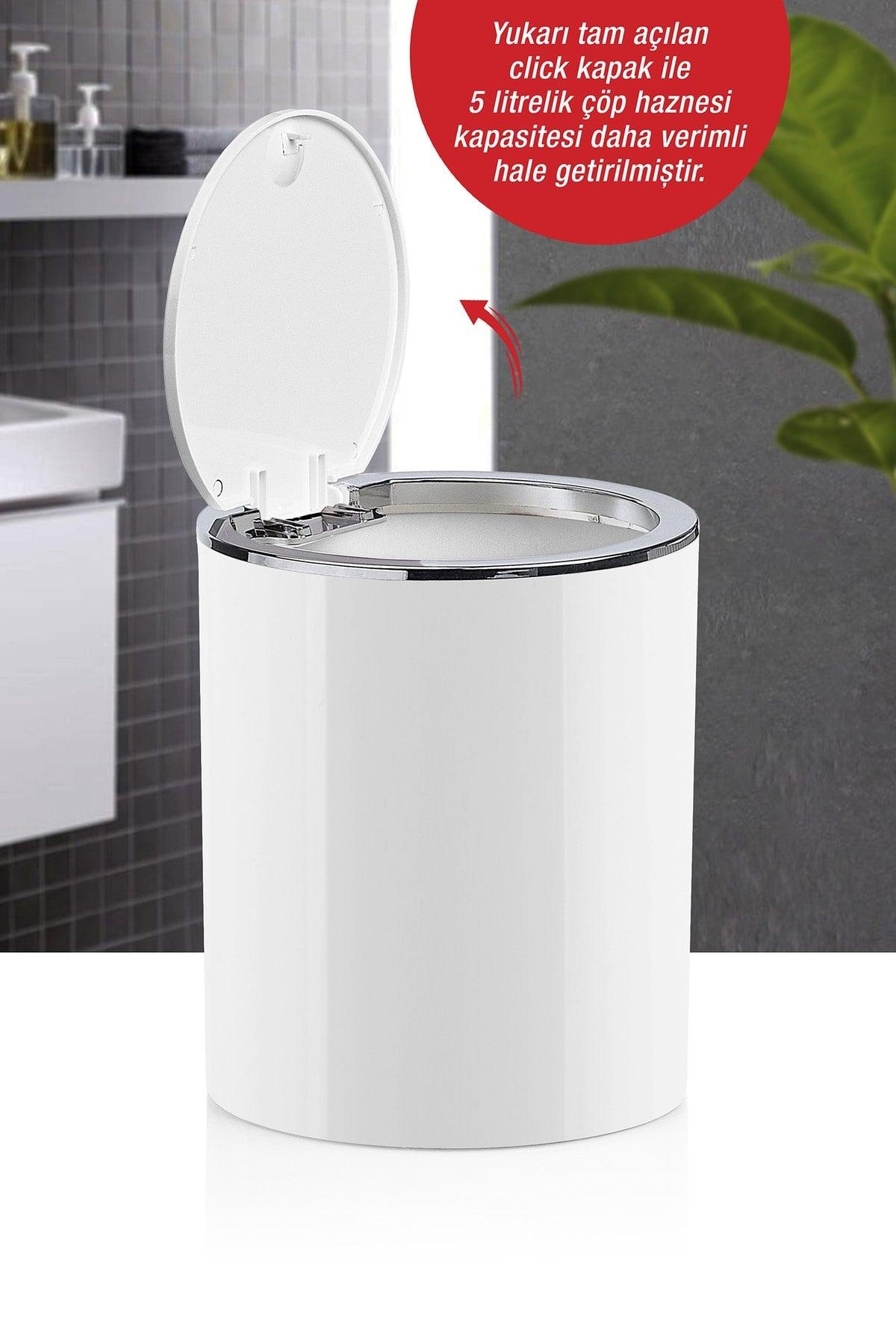 White Chrome Round Dustbin - Swordslife