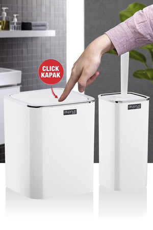 White Chrome Square Wc Bucket and Brush Set of 2 - Swordslife