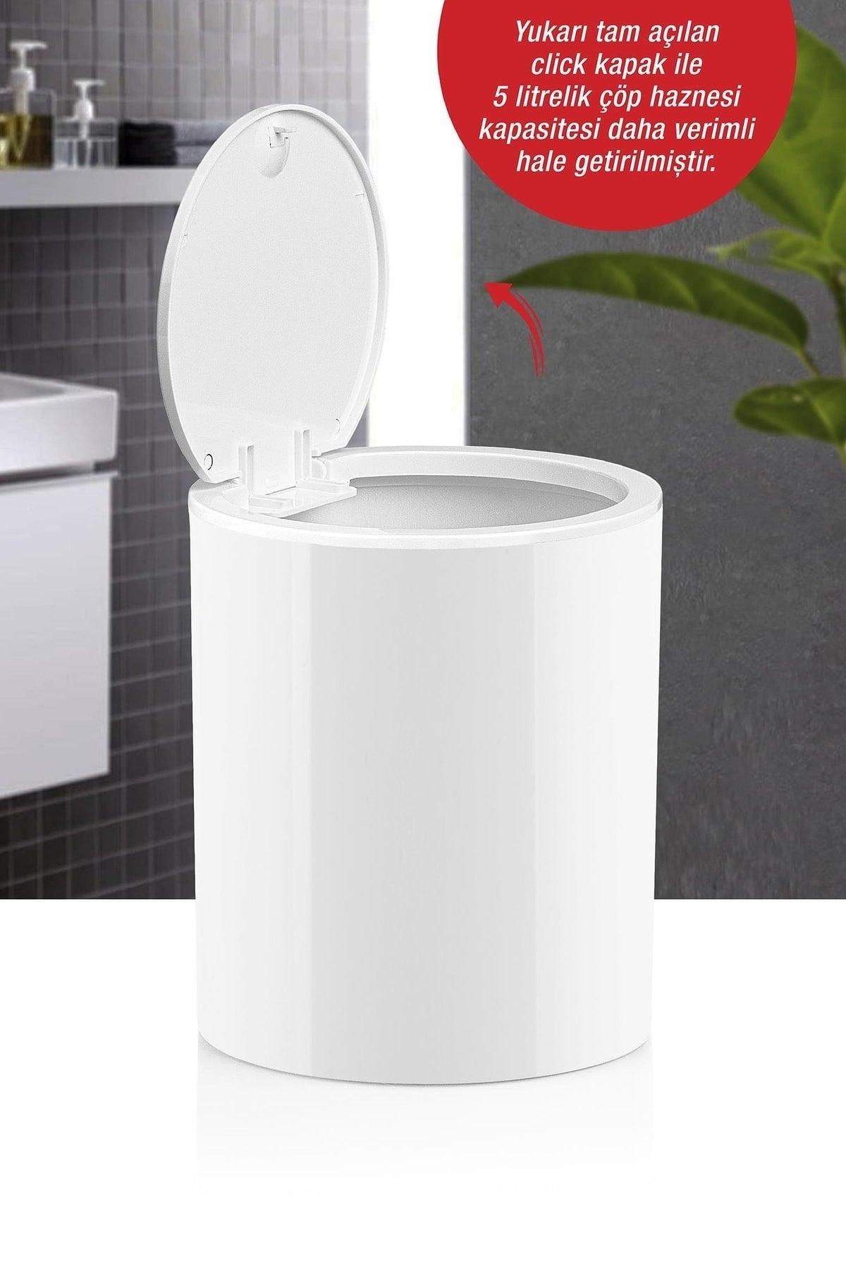 White Click Lid Round Dustbin - Swordslife