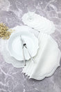 White Color Double Wrap Embroidered 12 Piece Set Placemat And Cocktail Napkin - Swordslife