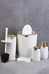 White Elegans Gold 5 Pcs Bathroom Set