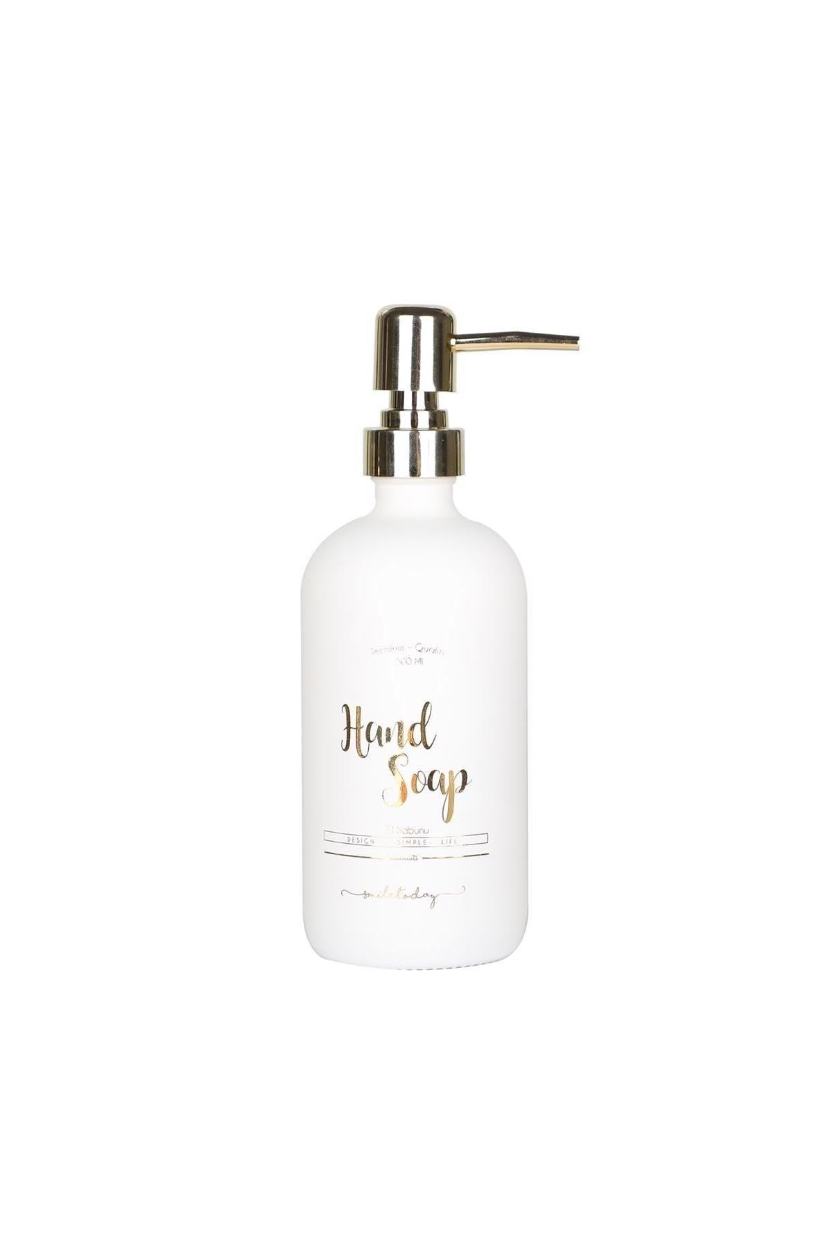 White Glass Hand Soap Bottle - 500 Ml (hand