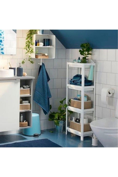 White Kitchen Bathroom Shelf Unit 4 Tiers Plastic Flowerpot Corner Shelf Liveda Brand - Swordslife