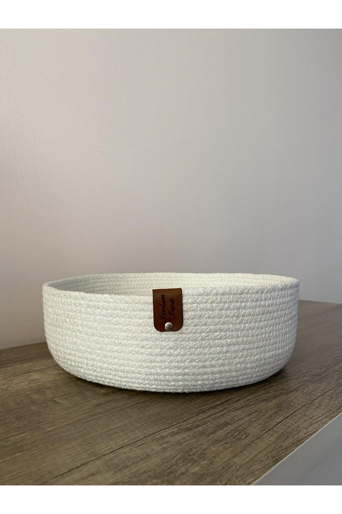 White Multi-Purpose Basket, Decorative Basket, Cotton Basket, Cord Basket, Wicker Basket, Rope Basket - Swordslife