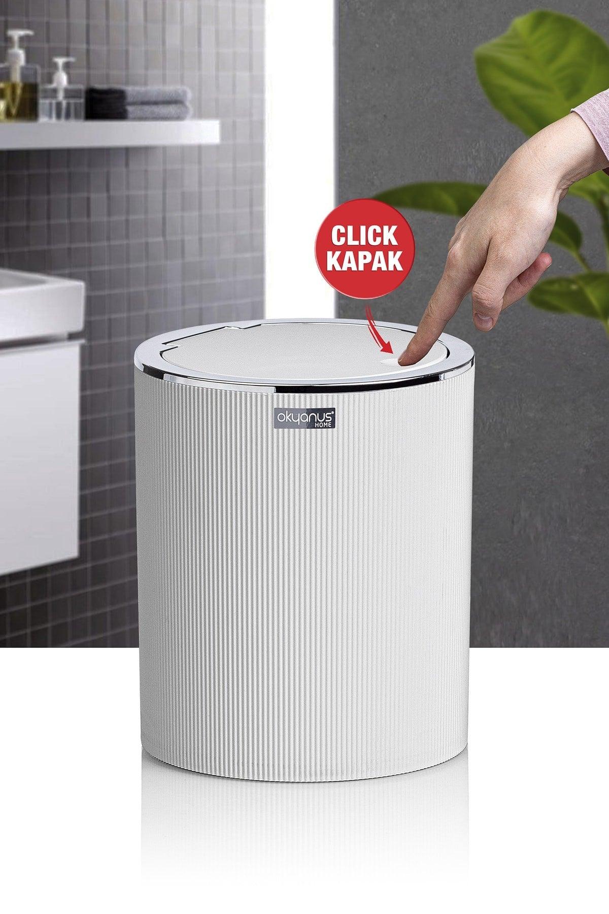 White Striped Round Dustbin - Swordslife