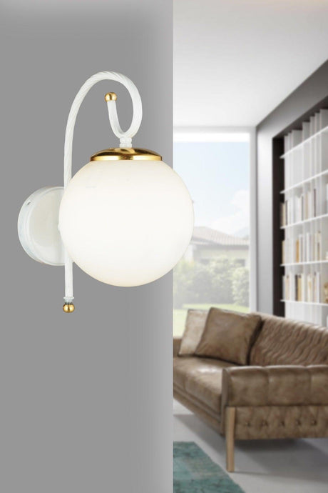 White Tower White Globe Glass Downward Facing Modern Wall Sconce - Swordslife