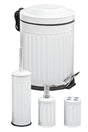 White Vintage 4 Piece Striped Dustbin Bathroom