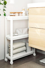 White Shelving Unit 3 Tiers White Bathroom Shelf Kitchen Shelf Serving Table Organizer - Swordslife