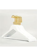 White Wooden Hanger Clothes and Shirt Hanger Special Series Gold Hook 12 Pieces - Swordslife