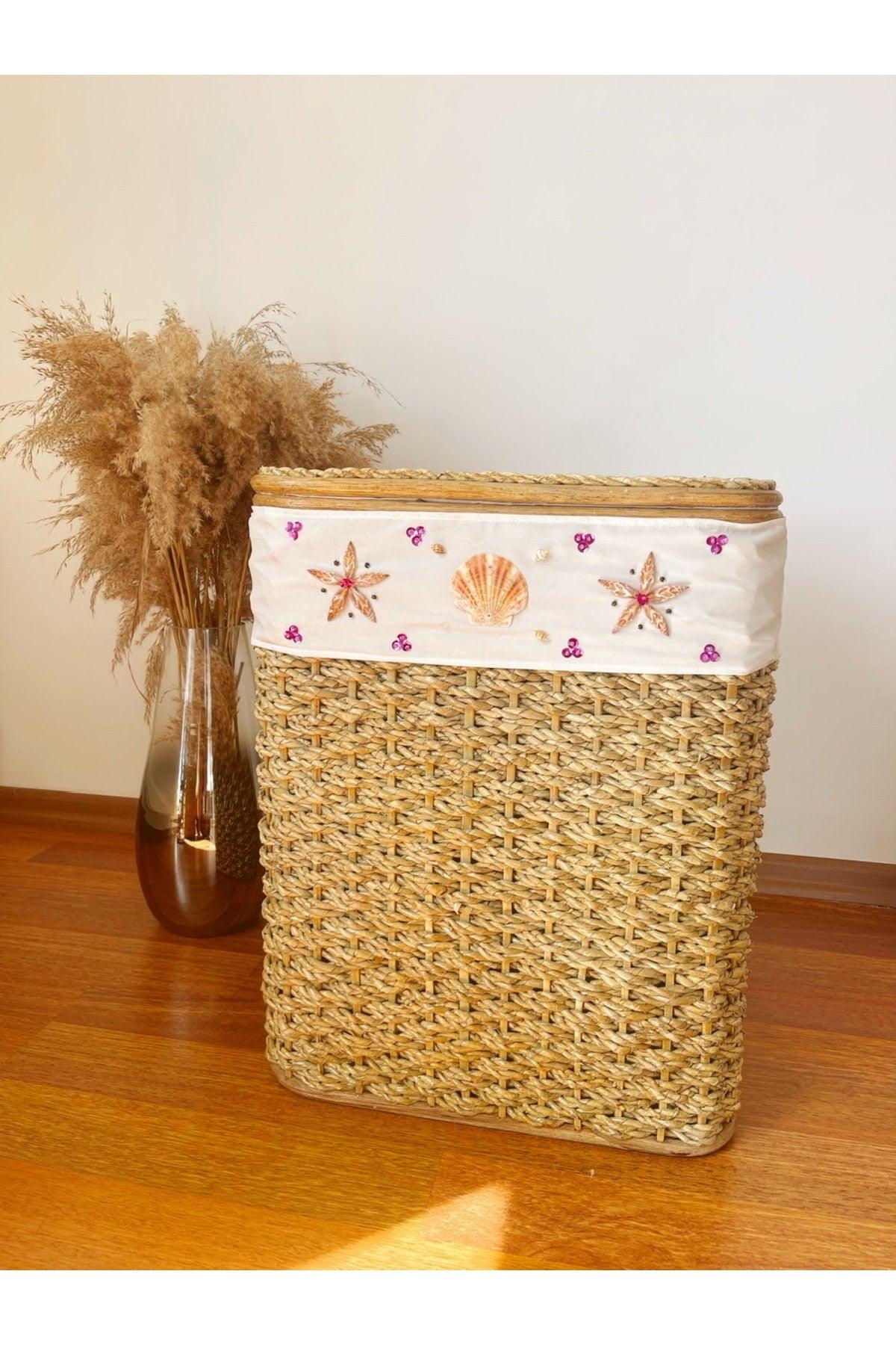 Large Size Natural Laundry Basket / Organizer With Straw Lid And Inner Protection - Swordslife