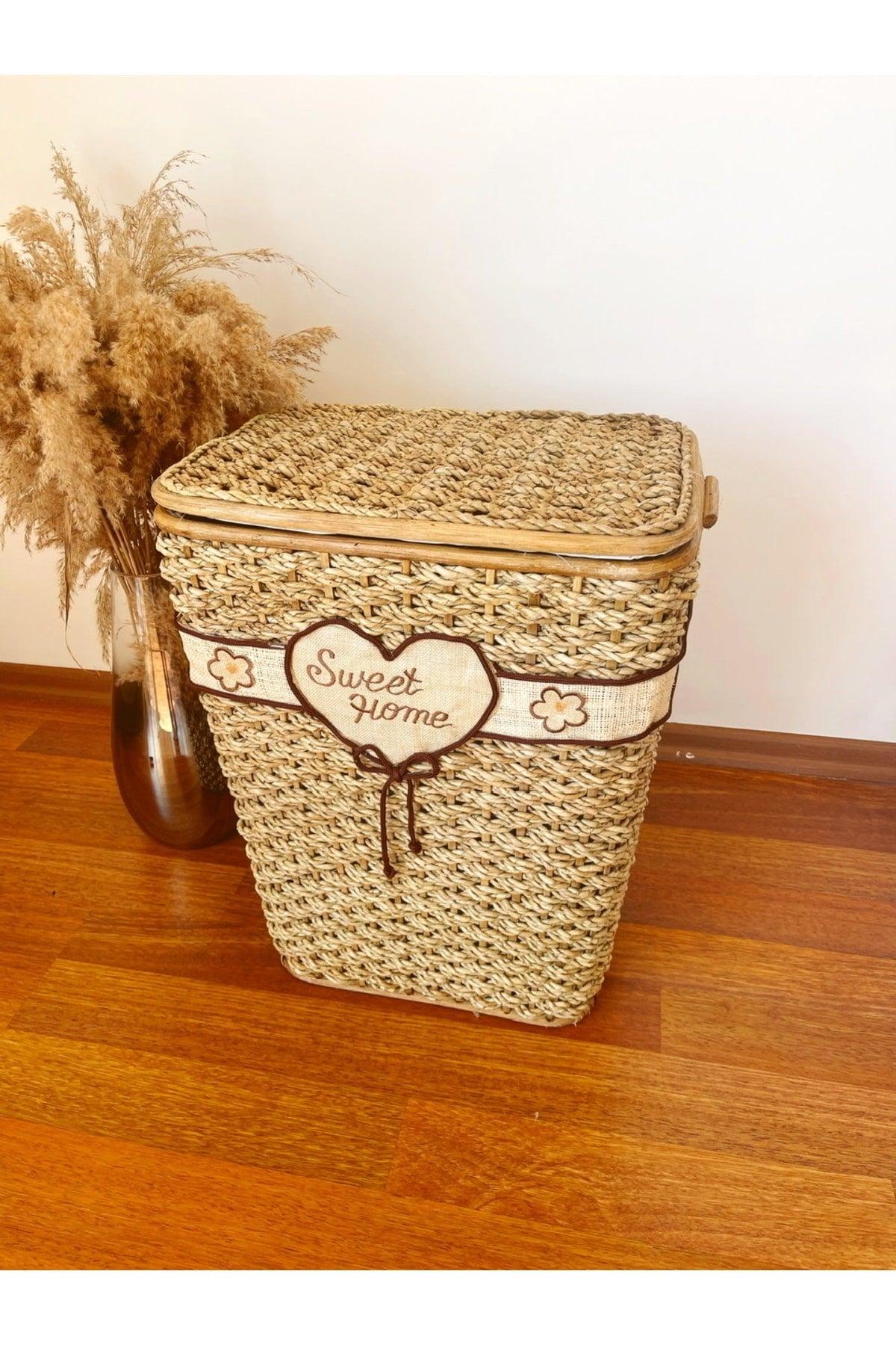 Large Size Natural Laundry Basket Organizer With Straw Lid And Inner Protection - Swordslife