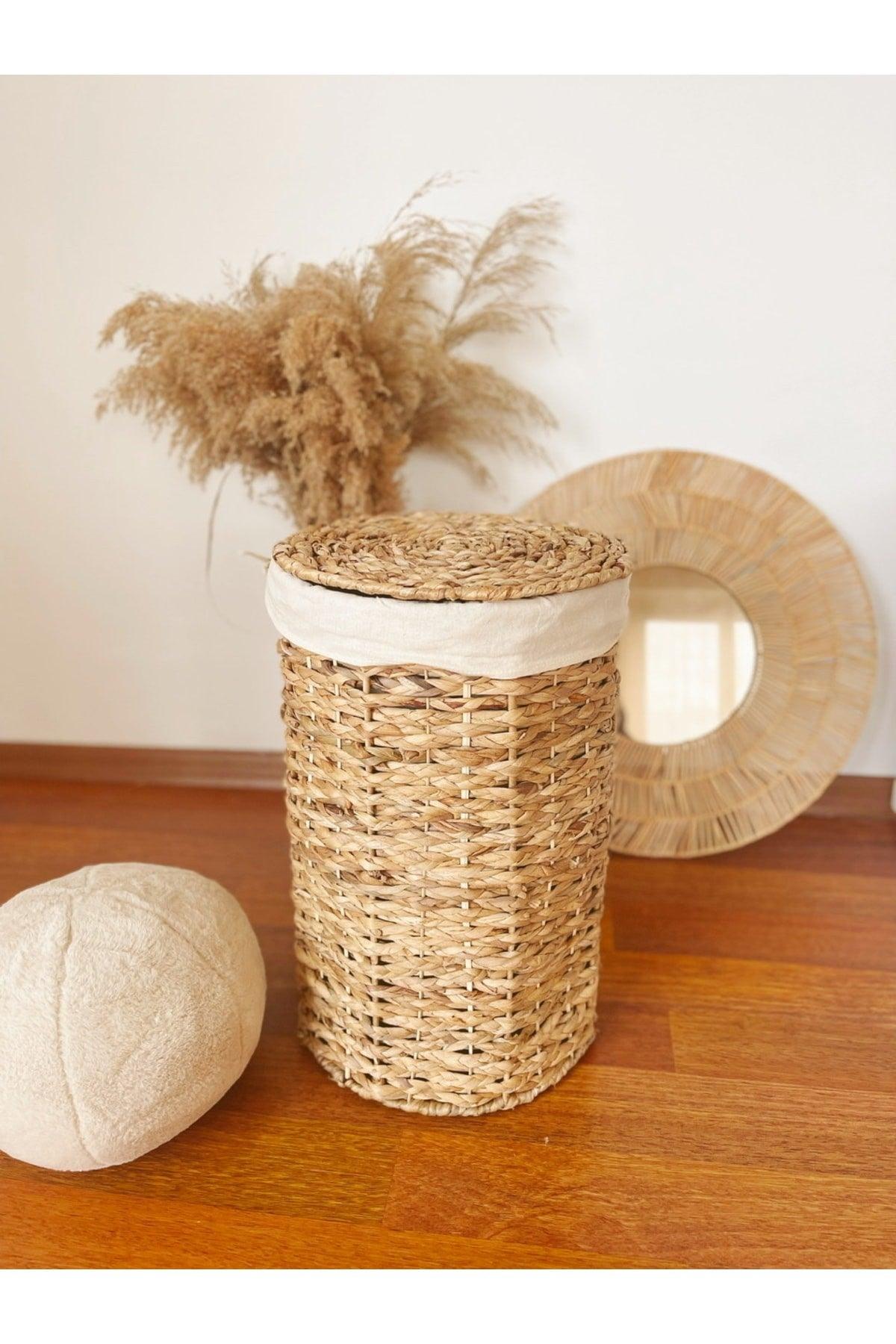 Small Size Lid Laundry Basket / Organizer With Straw Lid And Inner Protection - Swordslife