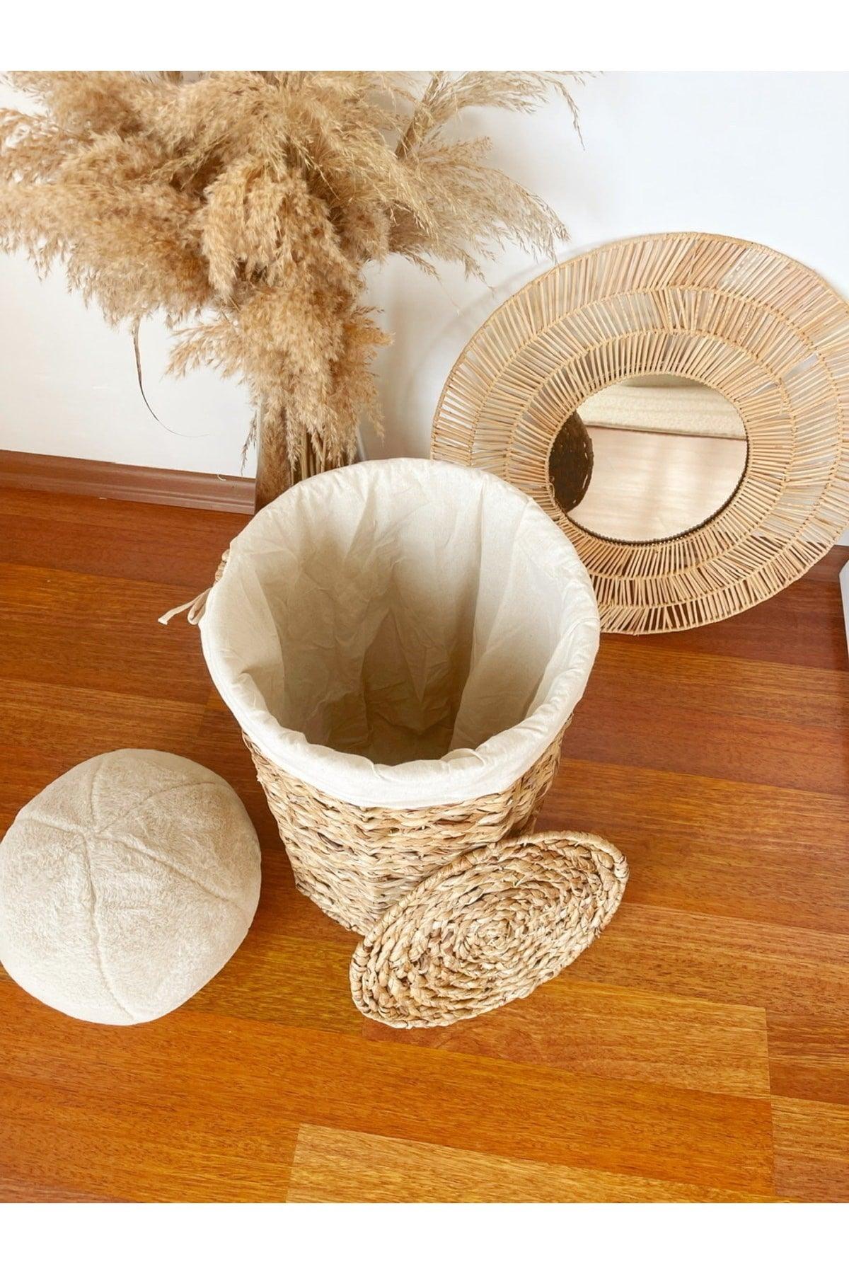 Small Size Lid Laundry Basket / Organizer With Straw Lid And Inner Protection - Swordslife