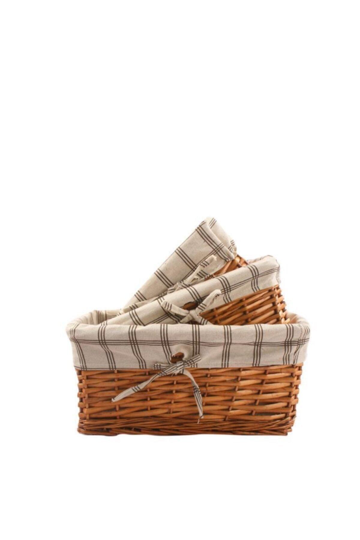 Wicker Light Brown 3 Pcs Basket