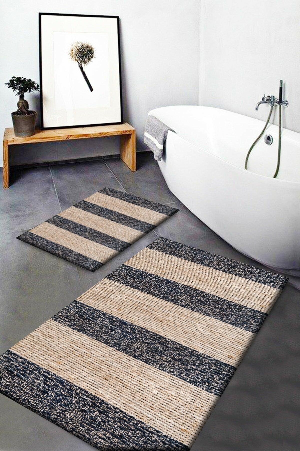 Wicker Sisal Jute Patterned Washable Non-Slip 2nd Bathroom Carpet Doormat Closet Set Jtsbny-2 - Swordslife