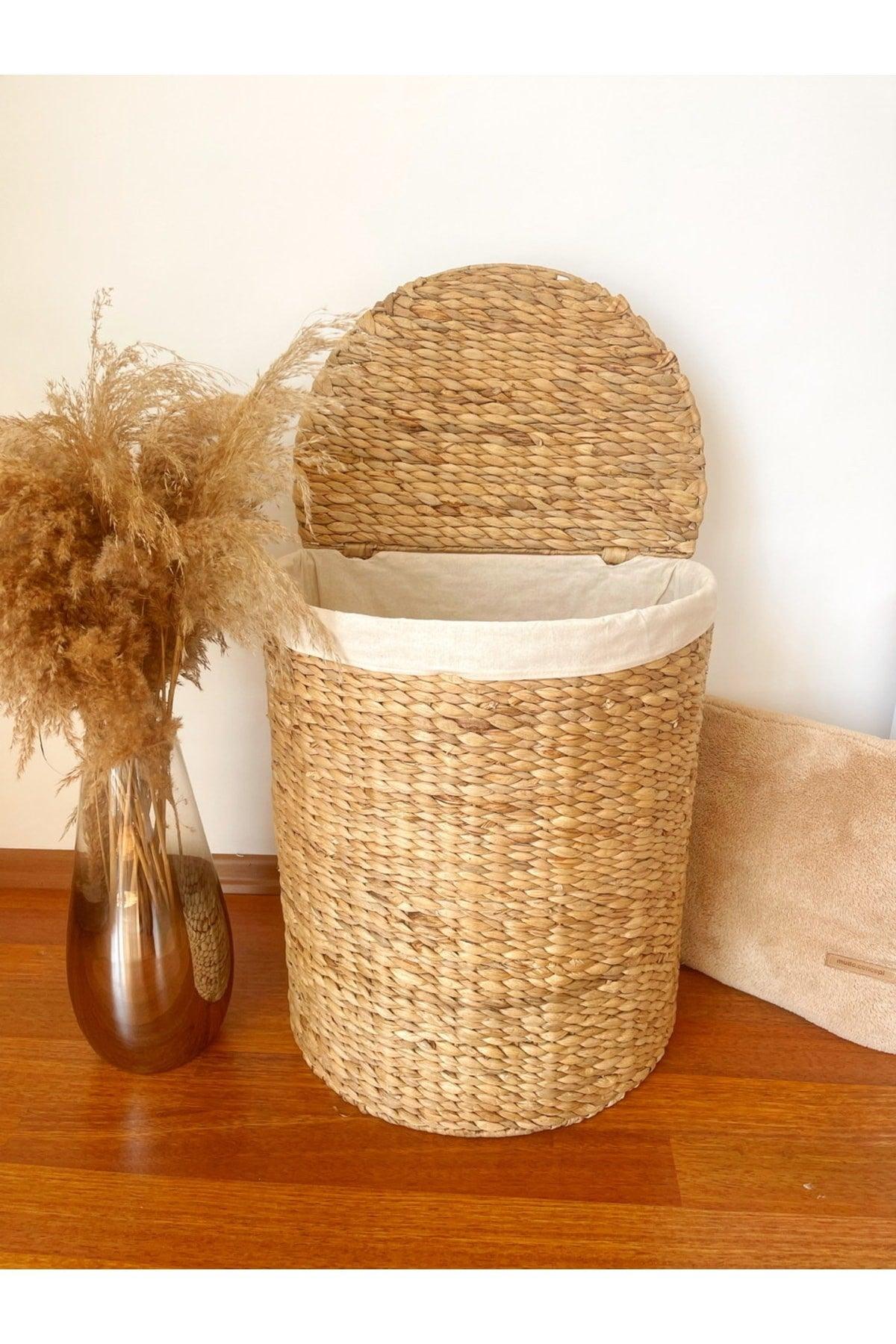 Straw Water Hyacinth Large Size Laundry With Lid