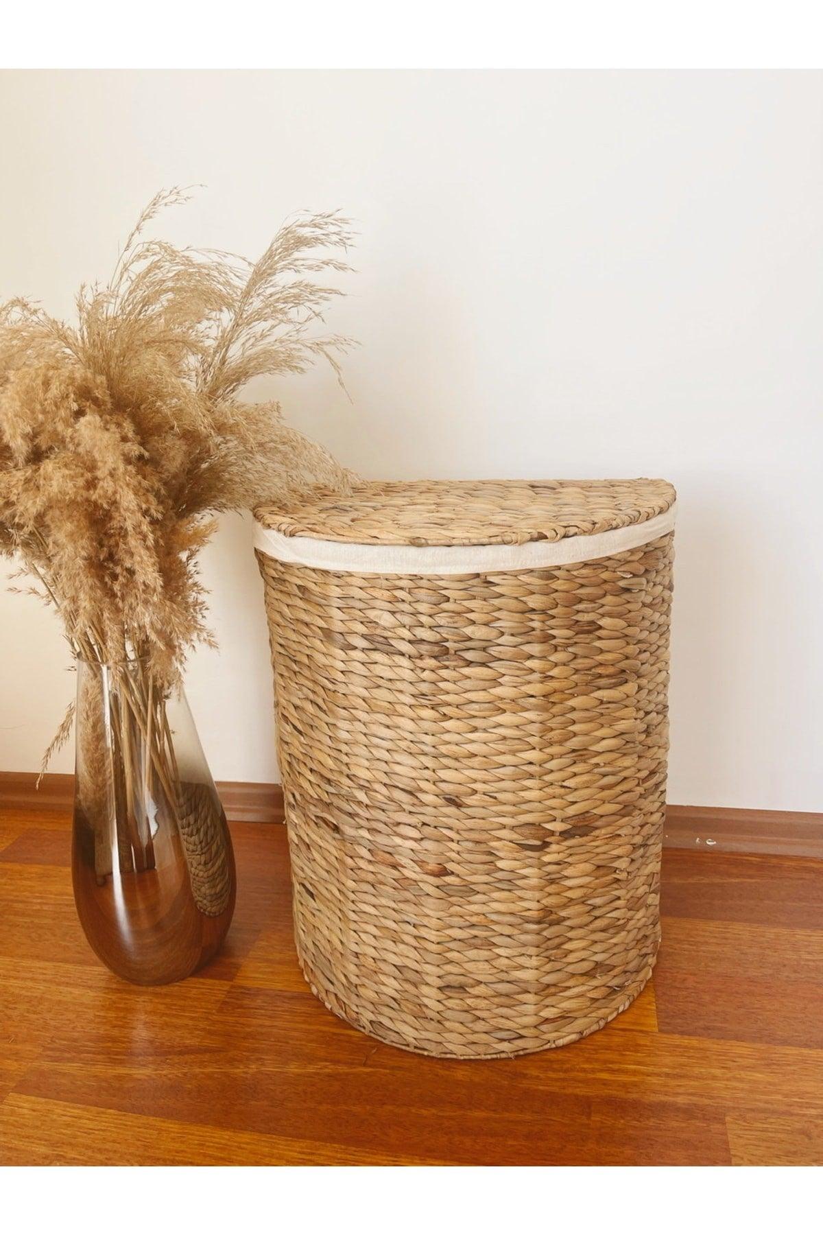 Straw Water Hyacinth Medium Size Laundry with Lid