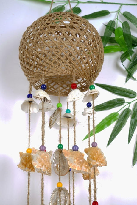 Wind Chime Straw Cage Large Size Shell Tree Ornament - Swordslife