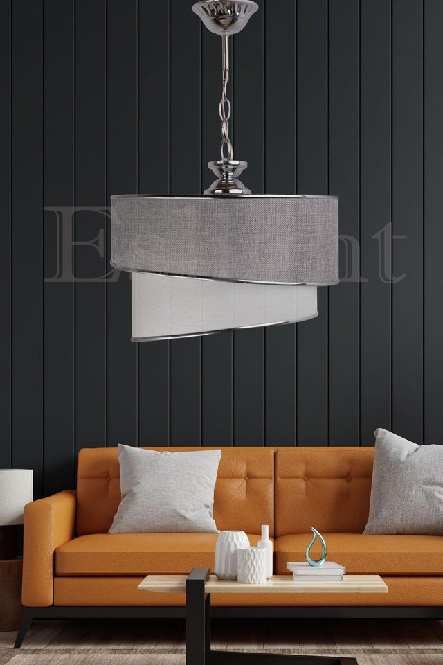 Ruzgar Modern Single Pendant Chandelier Light Gray E65 - Swordslife