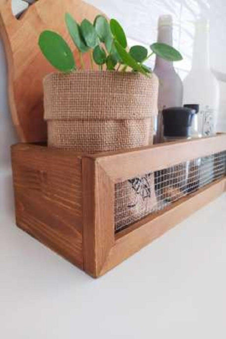 Wire Wooden Box, Kitchen Organizer, Counter Top Organizer - Swordslife