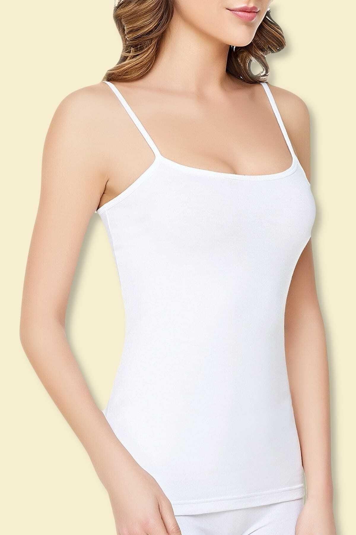 Women's White 6 Pack Cotton Rib Rope Suspended Singlet - Swordslife