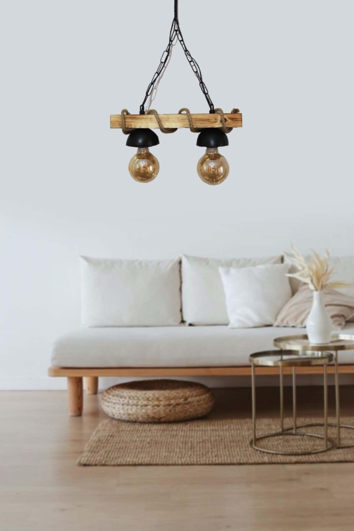 Wooden 2 Li Rope Rustic Chandelier - Swordslife