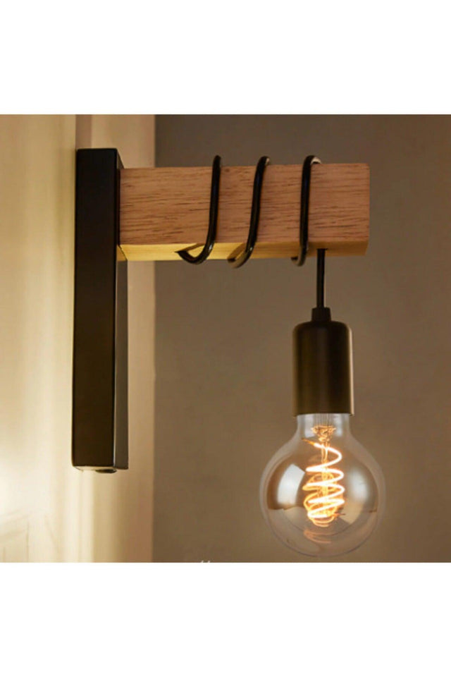 Wooden Black Single Wall Lamp Sconce - Swordslife