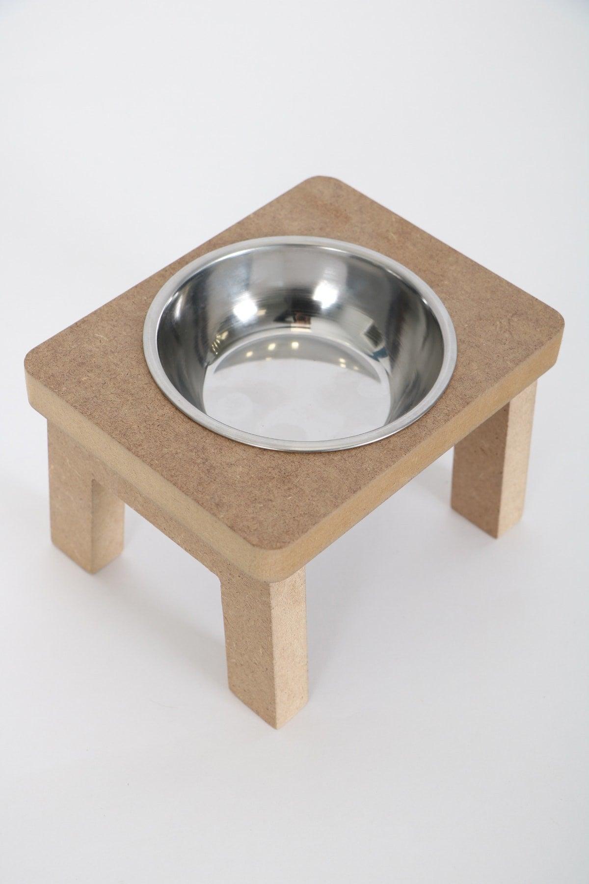 Wooden Disassembled Steel Bowl Cat Food And Water