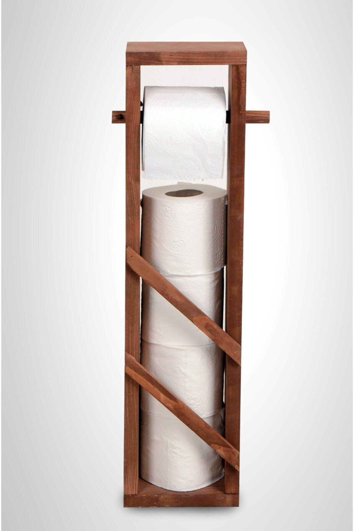 Wooden Toilet Paper Stand Wc Paper Holder with 4+1 Spare Reservoir - Swordslife