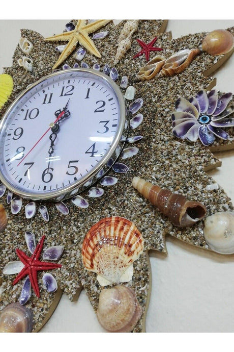 Wooden Wall Clock, Handmade from Seashells Wall Clock, Quartz Brand Silent Mechanism Clock - Swordslife