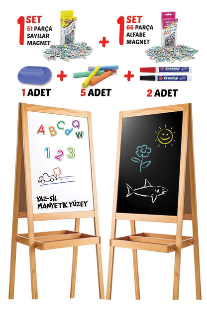 Wooden Blackboard Double Sided Magnetic