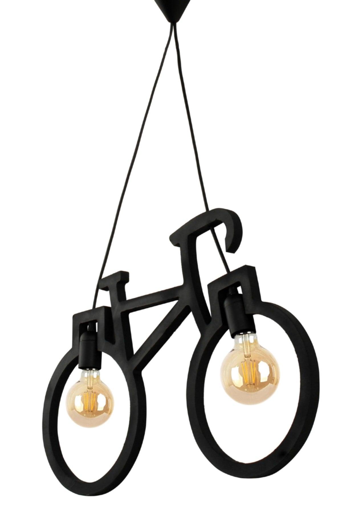 Wooden Black Bicycle Pendant Lamp Chandelier Wooden Luxury Rustic Modern Decorative Lamp - Swordslife