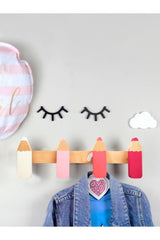 Wooden Pen Shaped Kids & Baby Room Hanger Modern Decorative Wall Hanger - Pink - Swordslife