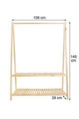 Wooden Ship Garment Hanger With Two Shelves