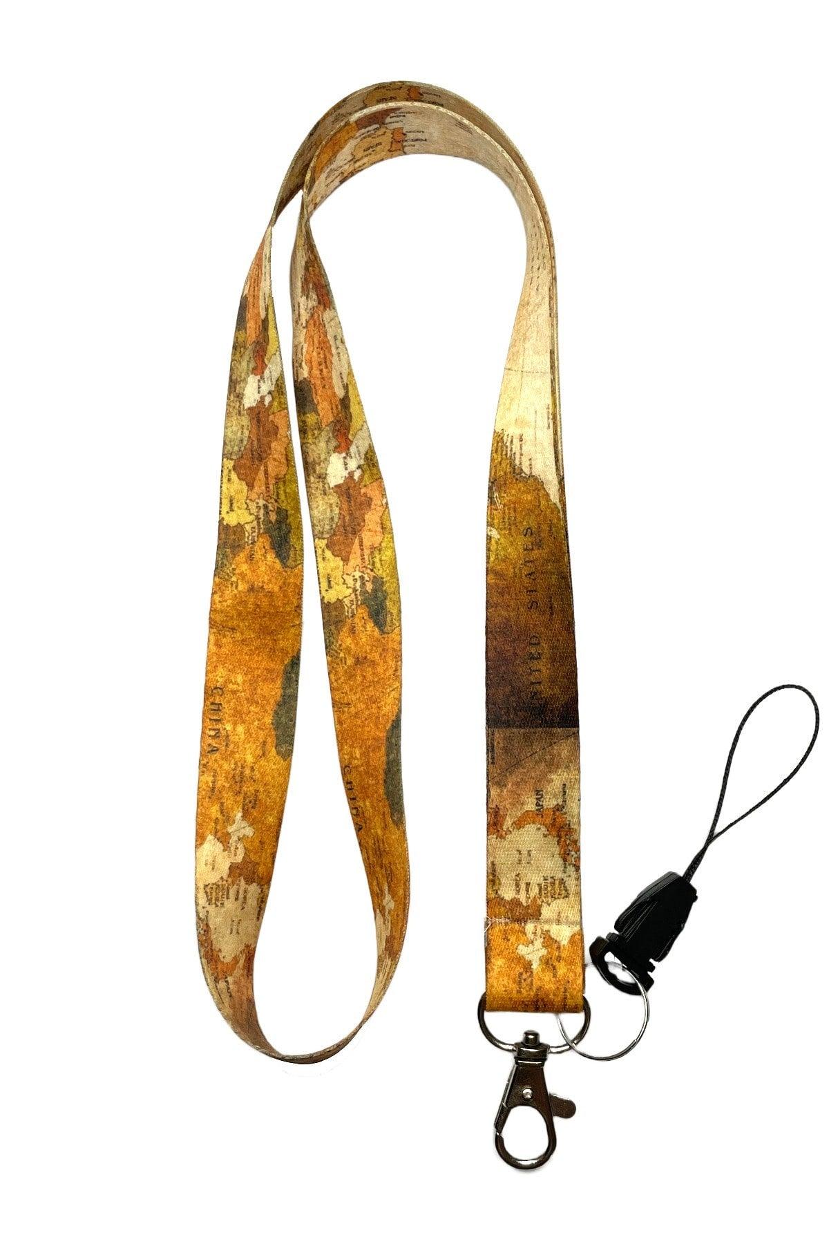 World Map Neck Lanyard Phone Strap