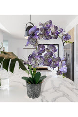 Artificial Flower 2 Lilac Wet Orchid Spotted Orchid in Ceramic Pot 60cm - Swordslife