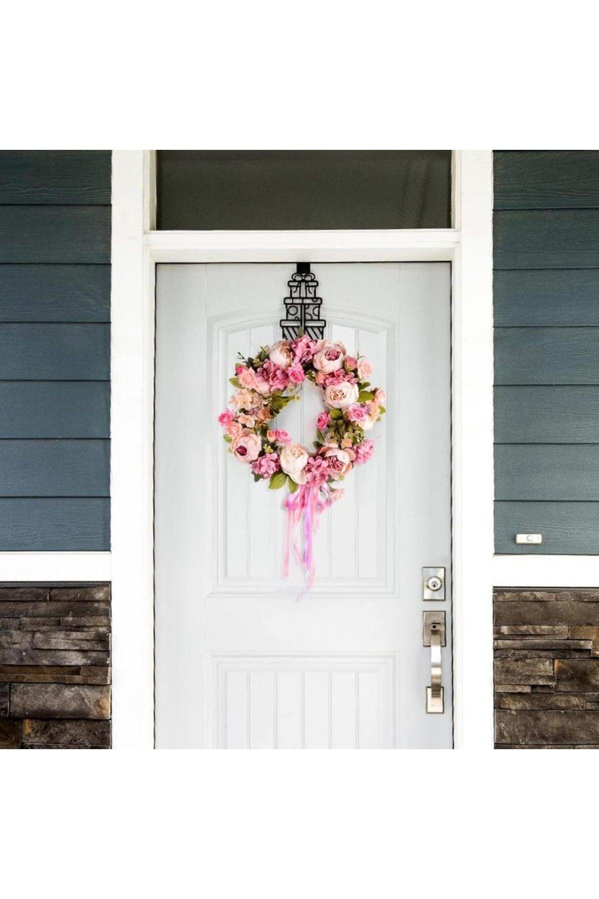 Artificial Flower Door Decoration Pink Peony Marseille Rose Christmas Door Wreath - Swordslife