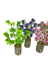 Artificial Flower Bunch of Fuchsia Roses on a Log Decorative Table Flower 30*20cm - Swordslife