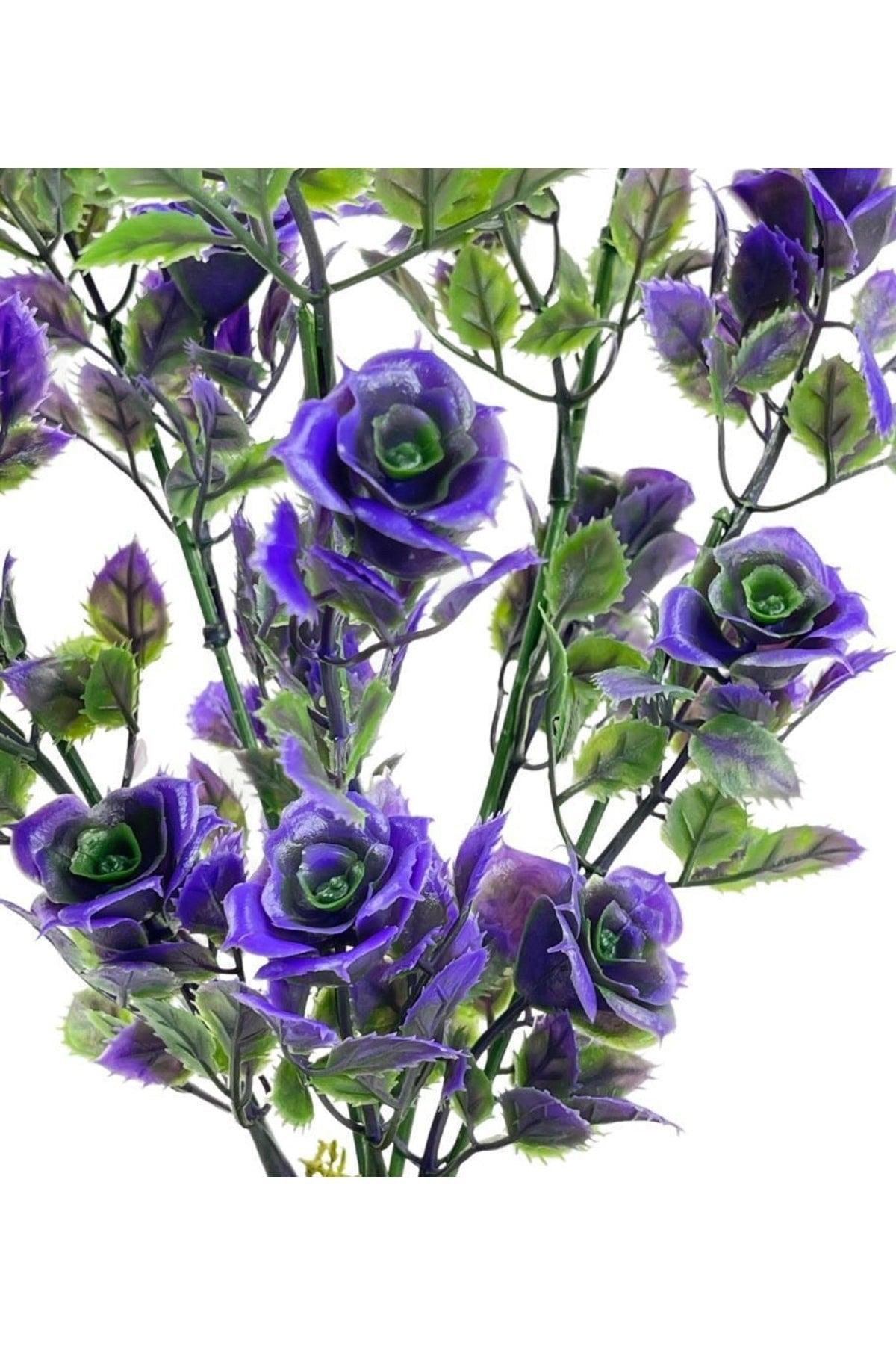 Artificial Flower Bunch of Purple Roses on a Log Decorative Table Flower 30*20cm - Swordslife