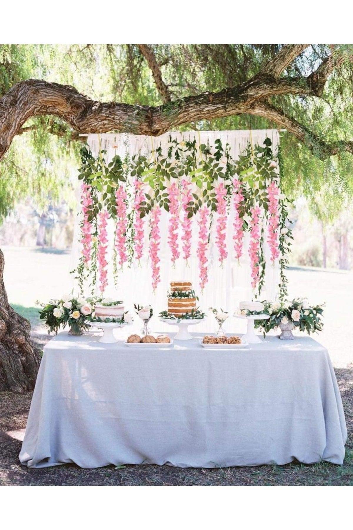 Artificial Flower Dangling 4 Branches Acacia 70cm Pink - Swordslife