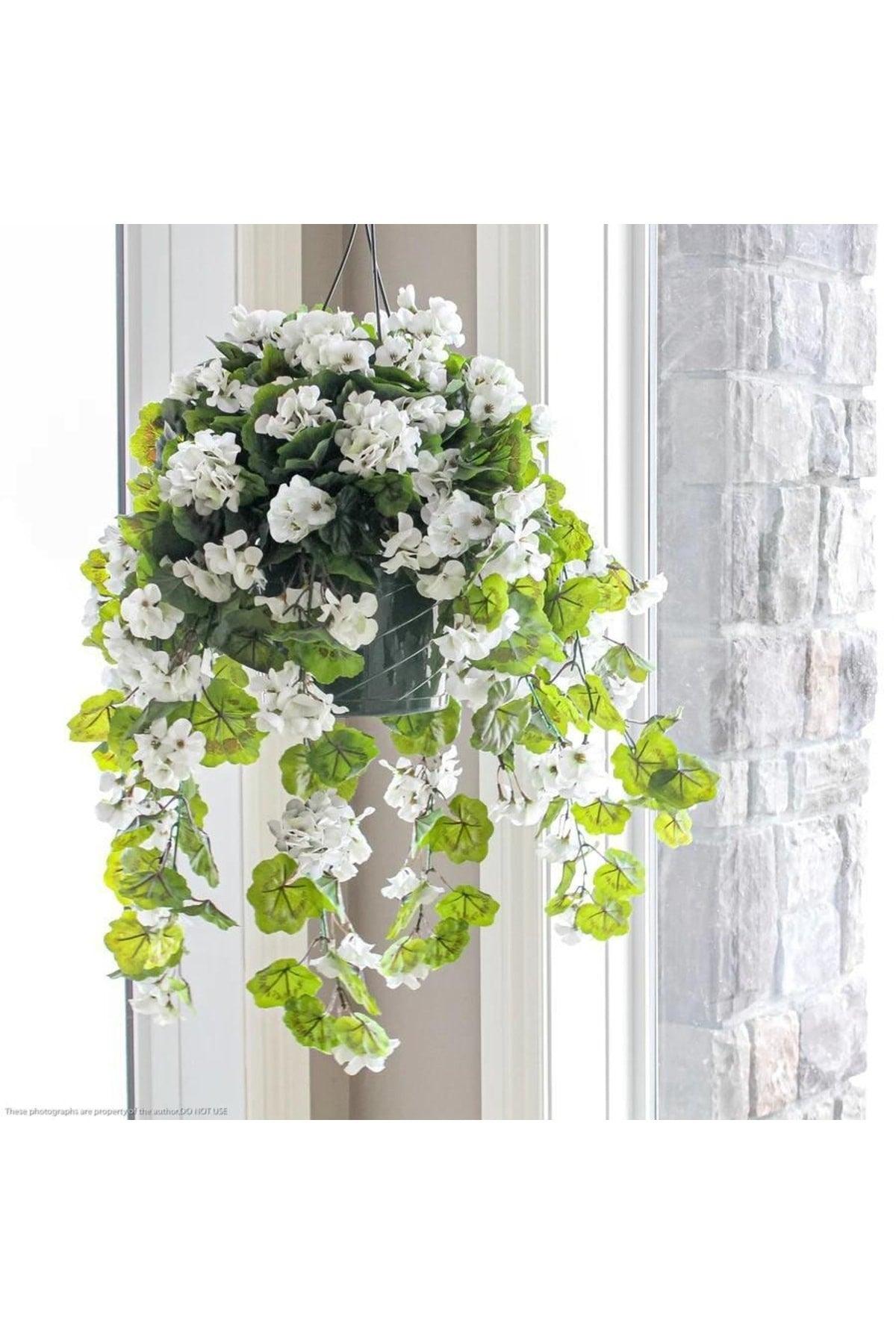 Artificial Flower Hanging Geranium 80cm 1st Quality White - Swordslife