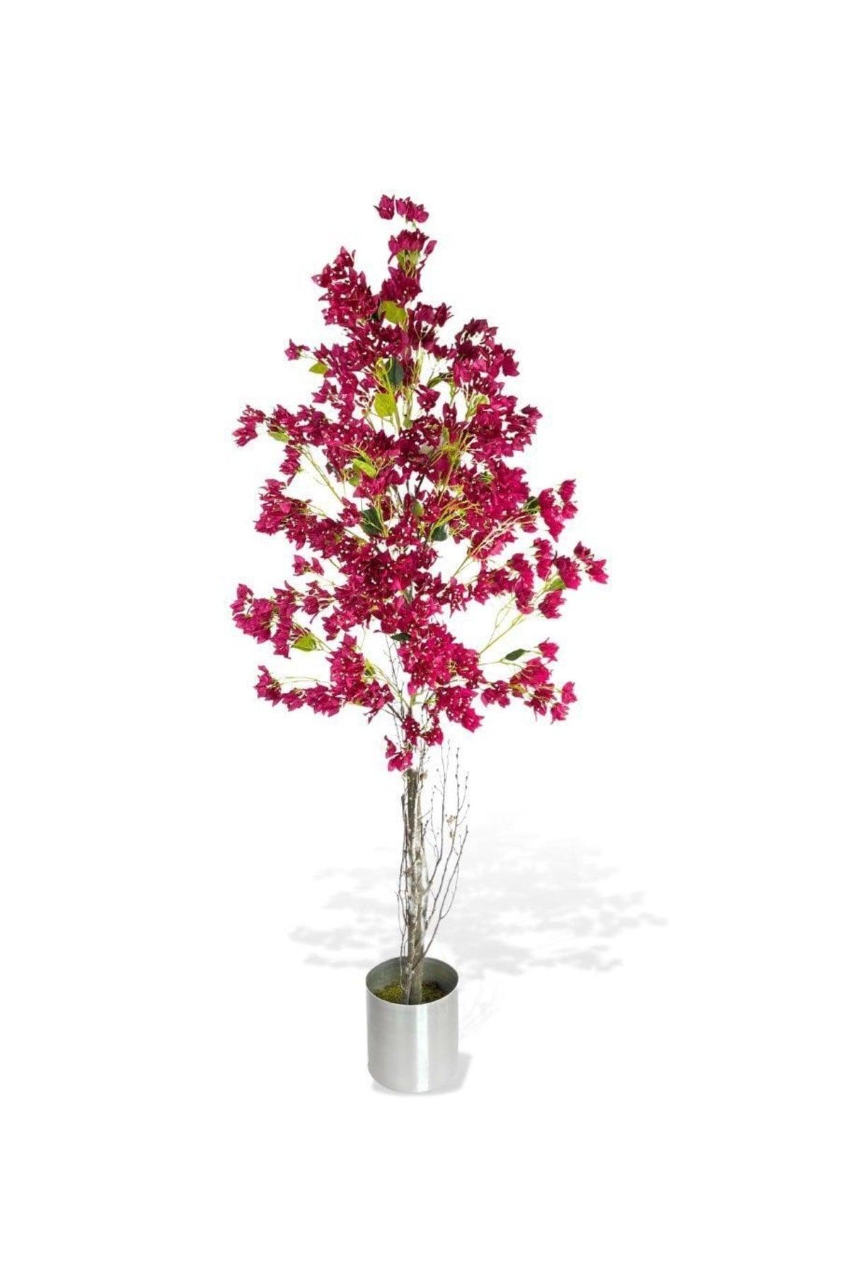 Artificial Fuchsia Bougainvillea Tree 195*75cm Natural Looking Artificial Tree Aluminum Stainless Potted - Swordslife