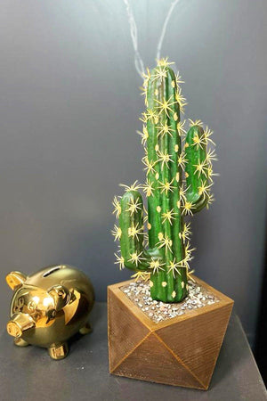 Artificial Cactus 40 Cm /large Artificial Cactus With Geometric Concrete Pot - Swordslife