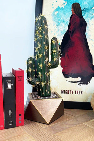 Artificial Cactus 40 Cm /large Artificial Cactus With Geometric Concrete Pot - Swordslife