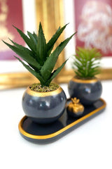 Artificial Succulent Set And Pomegranate / Succulent Cactus Set And Pomegranate / Artificial Flower Set With Concrete Pot - Swordslife