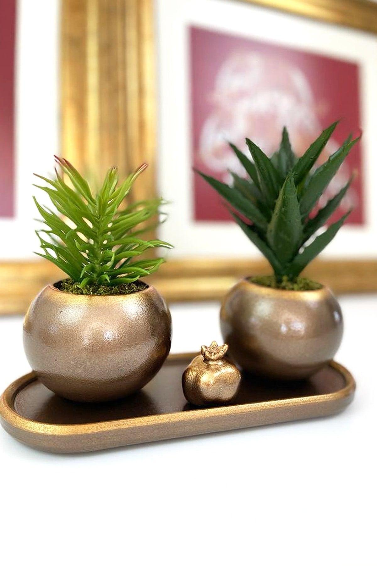 Artificial Succulent Set And Pomegranate / Succulent Cactus Set And Pomegranate / Artificial Flower Set With Concrete Pot - Swordslife