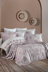 Bedspread Set Double Jacquard Woven Olivia Gülkurusu - Swordslife