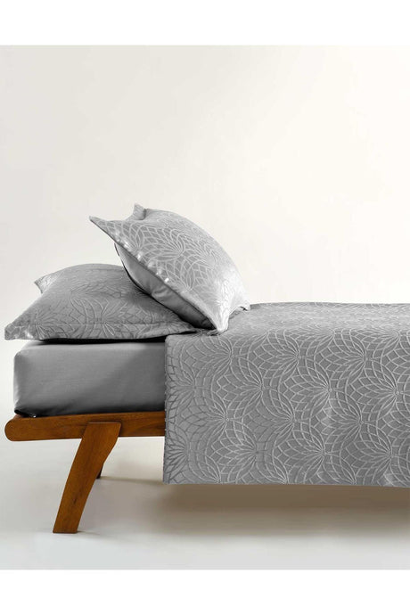 Bedspread Set Double Jacquard Chenille Fabric Garden Silver - Swordslife