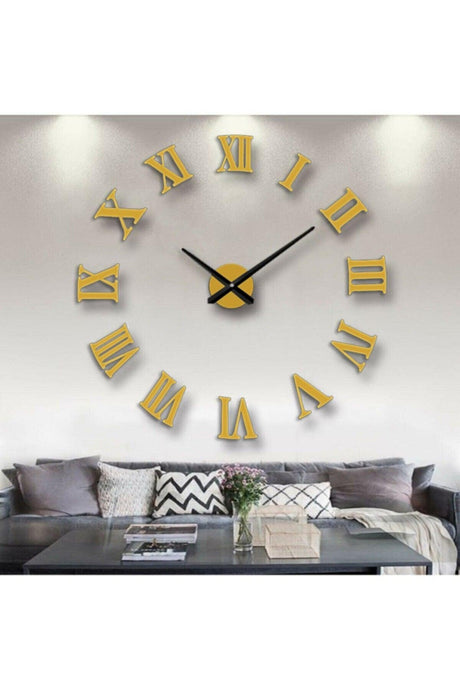 Yellow Wooden 3d Roman Numeral Wall Clock Yellow - Swordslife